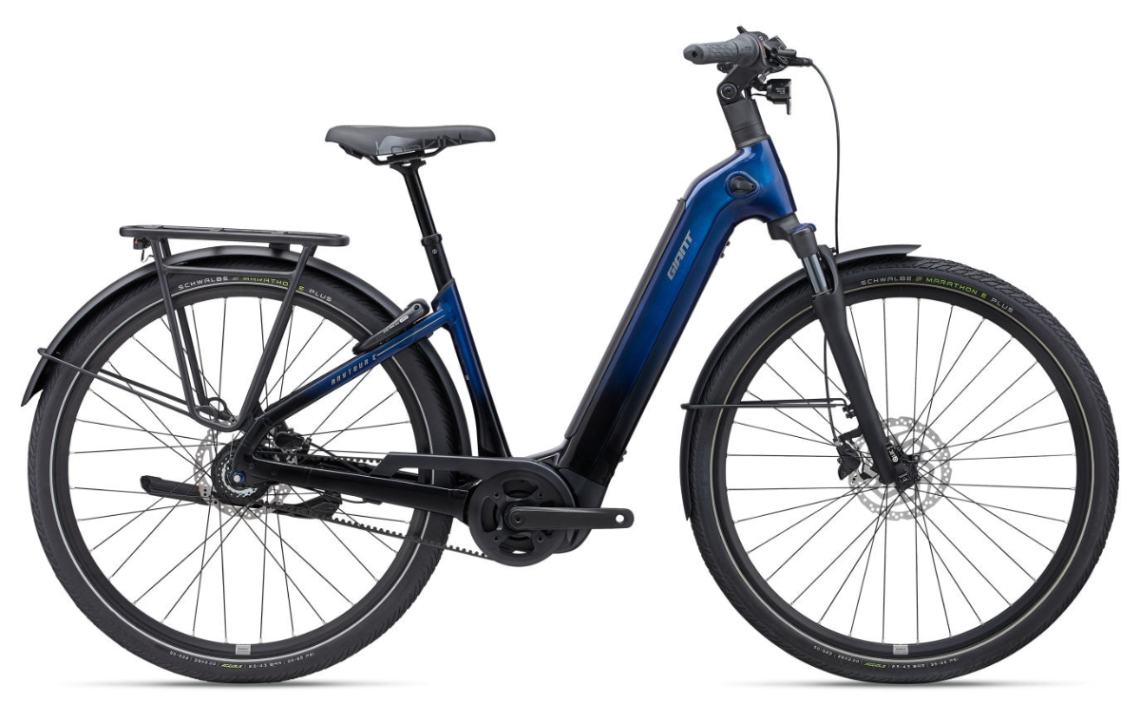 Blue Giant AnyTour E+ 3 step through electric bike with rear rack and mudguards