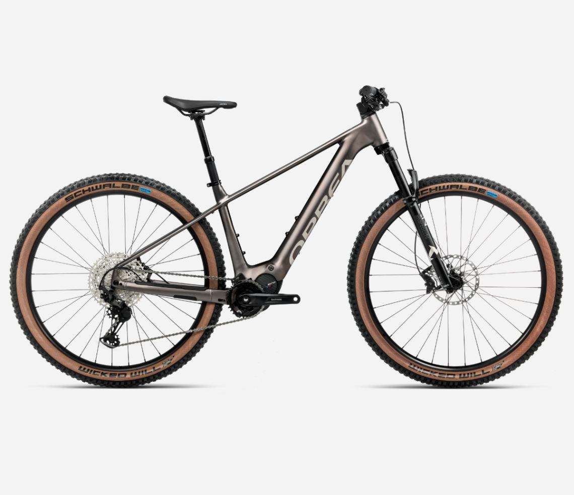 Dark silver Orbea Urrun 10 e-mountain bike with integrated battery and mid drive motor